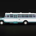 Vintage White And Green Bus With Classic Design And Large Windows
