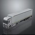 White Box Truck With Long Cargo Trailer And Multiple Wheels On Smooth Surface 3d model