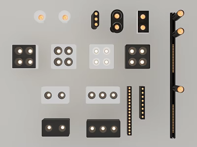 Various Modern Design Downlights and Spotlights in Different Shapes with LED Lighting 3d model