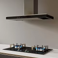 Modern range hood and stove combination 3d model