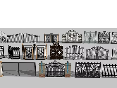 Decorative Wrought Iron Gates With Intricate Patterns And Diverse Design Styles For Residential Exteriors 3d model