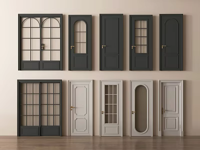 Diverse Hinged Doors Featuring Different Colors Glass Panels And Classic Designs 3d model