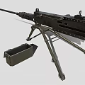 Detailed Military Machine Gun With Sturdy Tripod Stand And Metal Ammunition Box