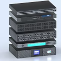 Industrial Equipment Stacked DELL Server Units With Multiple Ports And Indicator Lights