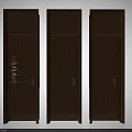 Dark Brown Wooden Hinged Doors With Geometric Patterns And Silver Handles