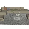 Modern sofa coffee table combination 3d model