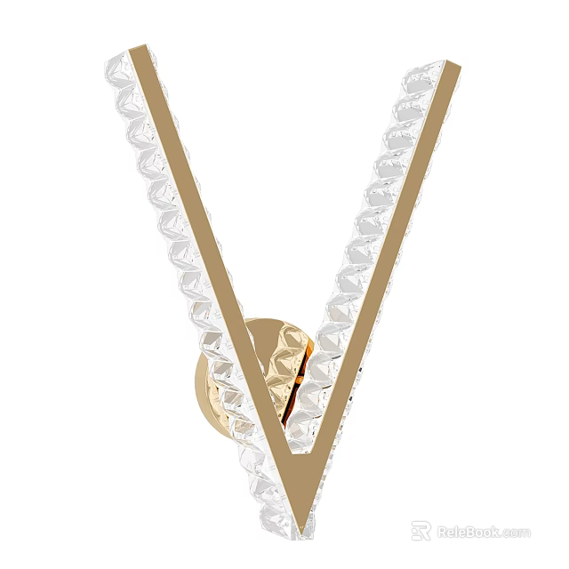 Modern Wall Light With Golden Frame And Crystal Beads Decoration Design 3d model 