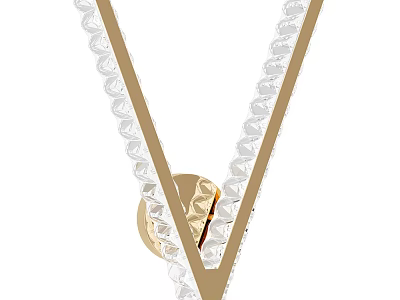 Modern Wall Light With Golden Frame And Crystal Beads Decoration Design 3d model