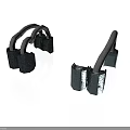 Pair of Black Metal Industrial Devices With Curved Handles And Solid Construction