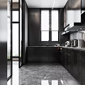 Modern Dark Kitchen Interior With Sleek Cabinets And Stainless Steel Appliances