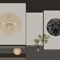 Modern Round Wall Decor With 3D Moon Texture In Beige And Dark Gray 3d model