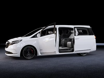 White Modern Family Van With Sliding Doors And Spacious Interior Design 3d model