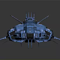Advanced Futuristic Blue Sci Fi Spaceship Model Featuring Intricate Structural Details