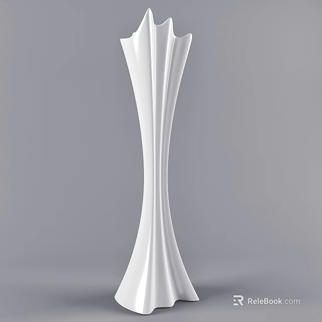 White Ceramic Vessel With Slim Design And Smooth Curves On Gray Background 3d model 