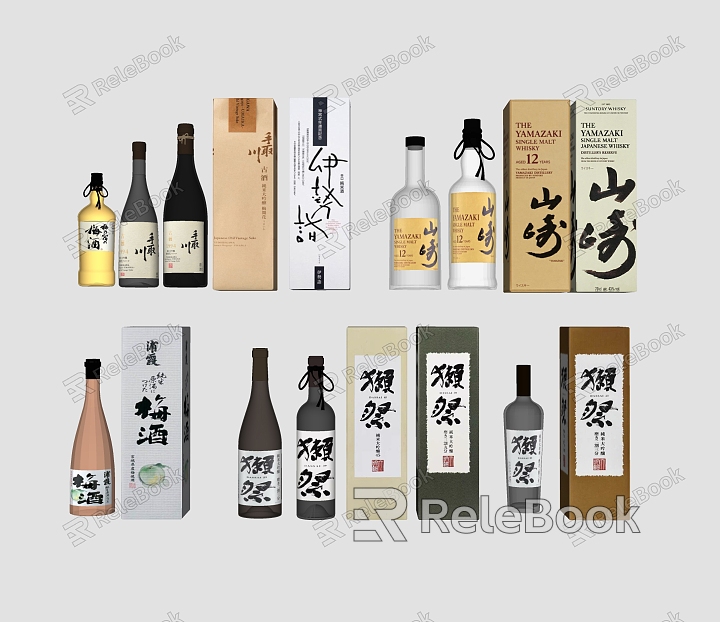 Drink Wine Bottle Wine Green Wine Japanese Green Wine Wine Box model