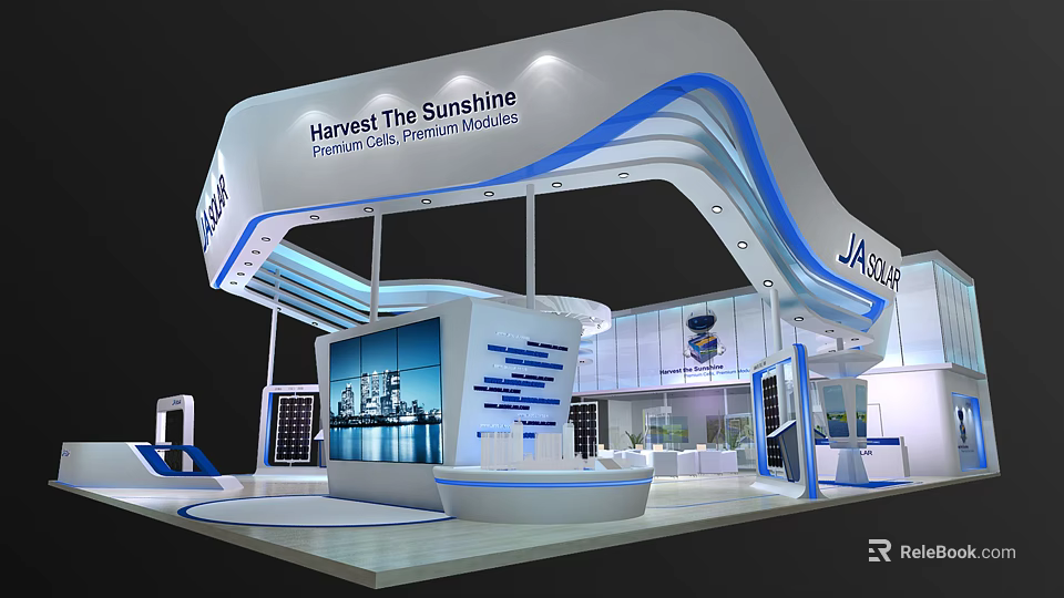 JACOBS Exhibition Booth Harvest The Sunshine Photovoltaic Cells Power Battery Modern Curved Canopy 3d model 