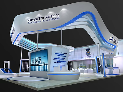 JACOBS Exhibition Booth Harvest The Sunshine Photovoltaic Cells Power Battery Modern Curved Canopy 3d model
