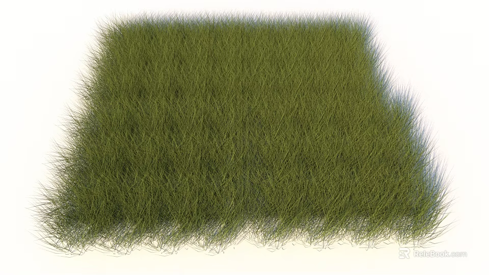 Lush Green Square Shaped Lawn With Uniform Grass And Scattered Edge Strands 3d model 