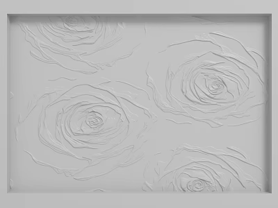Elegant White Background Wall With 3D Rose Relief Decorative Patterns 3d model