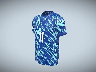 Blue And Cyan Athletic Sport T shirt With White Number 11 Design 3d model