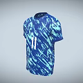 Blue And Cyan Athletic Sport T shirt With White Number 11 Design