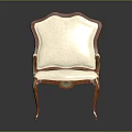 Classical Chair With Carved Wooden Frame Light Colored Upholstered Seat And Back