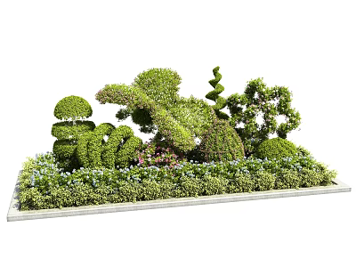 Topiary Shrubs With Multiple Shaped Designs Enhance Garden Landscape Greenery 3d model