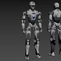Modern Humanoid Robot Equipment With White Gray Body Front And Back View