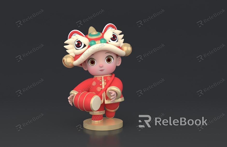 Children's Lion Awakening Children's Lion Awakening Hat Children's New Year Children's New Year Children's Spring Festival Children's New Year Characters model