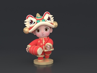 Children's Lion Awakening Children's Lion Awakening Hat Children's New Year Children's New Year Children's Spring Festival Children's New Year Characters 3d model