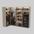 Modern Organized Wardrobe Interior With Hanging Folded Clothes Shoes Hats And Bags
