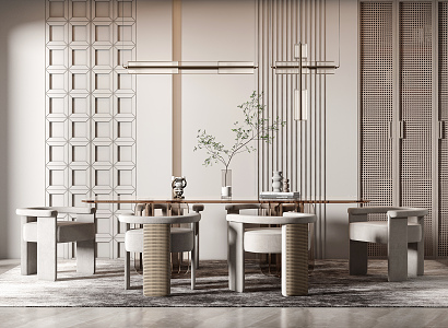 Modern Dining Table and Chair Combination 3d model