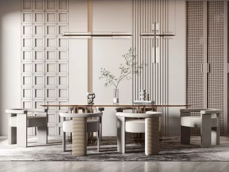 Modern Dining Table and Chair Combination 3d model