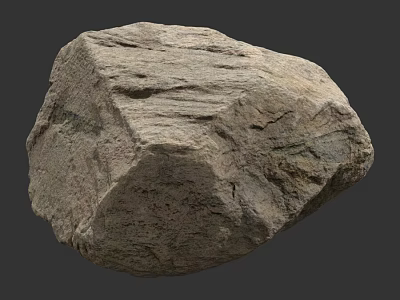 Natural Textured Rock Formation Stone in Grayish Brown Color with Rough Surface 3d model