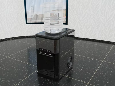 Modern Black Water Dispenser With Transparent Water Tank For Indoor Use 3d model