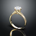 Elegant Gold Diamond Ring With Twisted Band And Sparkling Center Stone