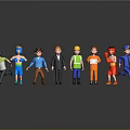 Diverse Cartoon Characters With Various Professions And Colorful Costumes Standing Together
