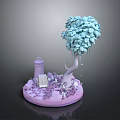 Cute Clothing Accessories Miniature Model With Blue Tree Lighthouse And Pink Base