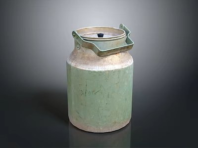 Vintage Green Storage Container With Metal Handle And Lid For Daily Use 3d model