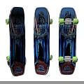 Three Star Wars Themed Skateboards With Darth Vader Graphic And Green Wheels For Sports Activities