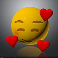 Cute Yellow Smiley Face Emoji Sticker With Red Hearts And Blushing Cheeks For Daily Decorative Use