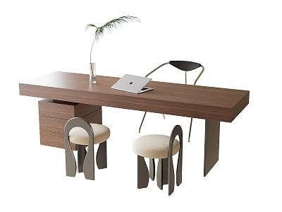 Desk and Chair Combination Single Chair Desk Stool 3d model