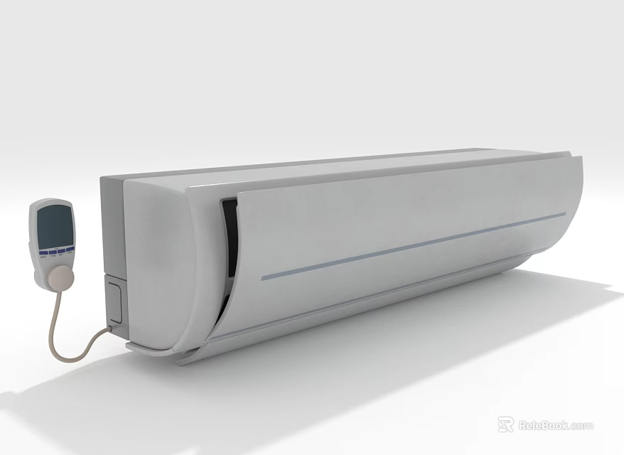 Air Conditioner Fan With Sleek White Design Remote Control And Digital Display Panel 3d model 
