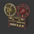 Vintage Projection Monitoring Equipment With Reels Control Knobs And Display Panel