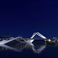 Modern Architectural Bridge With Stunning Night Lighting And Calm Water Reflections Over Serene River