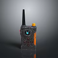 Futuristic Tech Weapon With Antenna Blue Glowing Circular Part And Orange Buttons