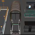 Public Scene Components Display With Bus Shelters Railings Entrance Gates And Platform Canopies