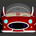 Red Retro Concept Car With Streamlined Design Transparent Canopy And Green Headlights