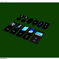 Household Electronic Remote Controls With Digital Displays And Various Button Designs