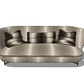 Curved Modern Multi Seater Sofa With Light Shimmering Upholstery And Dark Decorative Cushions